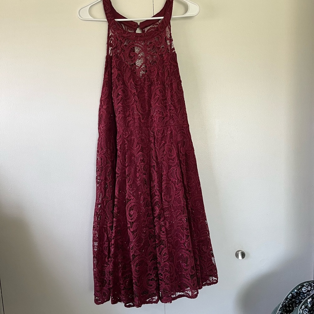 Red Halter Sleeveless Prom Sundress
